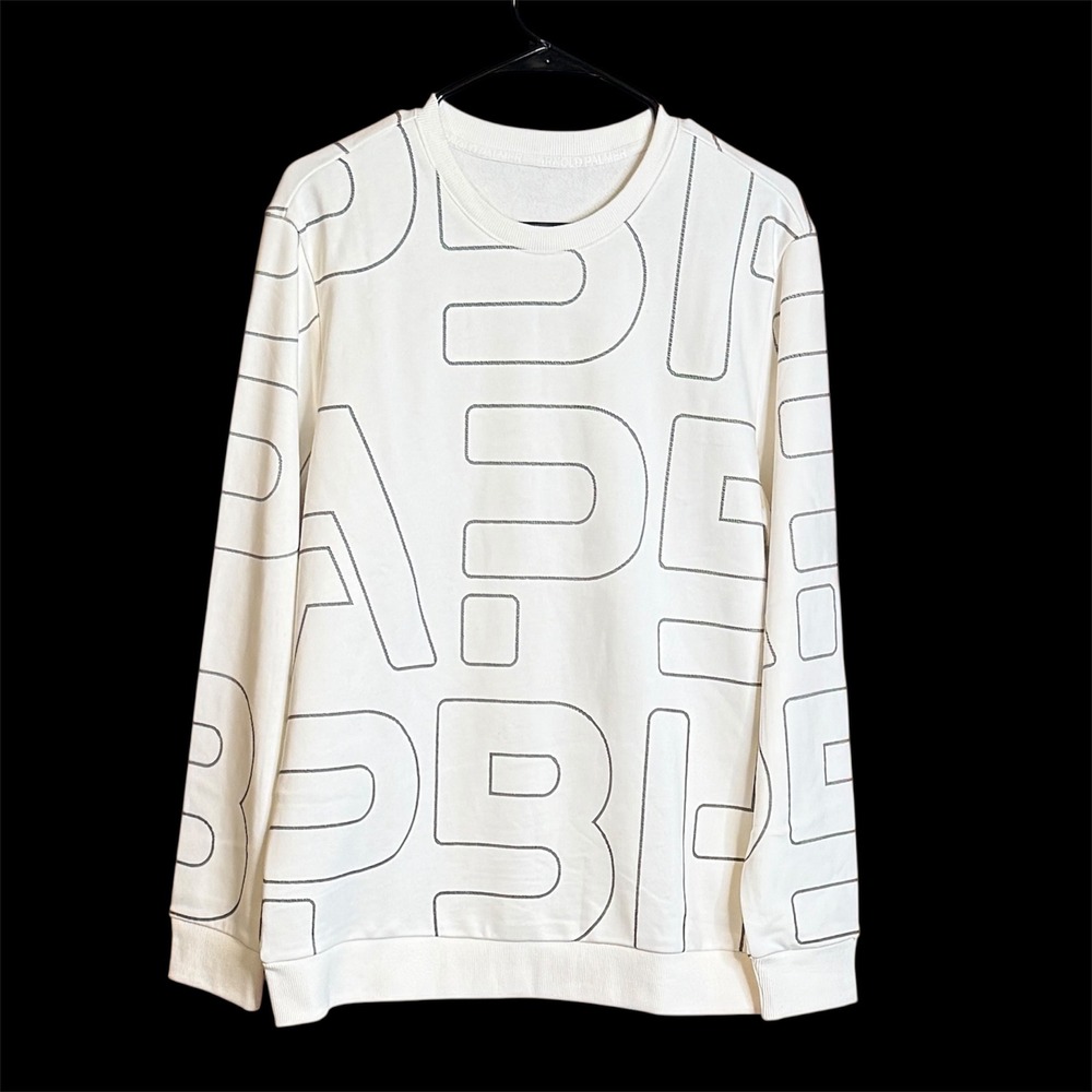 Arnold Palmer White Graphic Print Crewneck Sweatshirt Size‎ L Cotton unisex